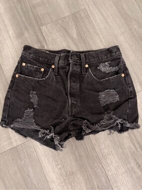Levi's Black Distressed Cutoff Denim Shorts